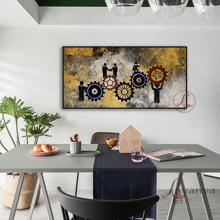 Abstract Teamwork Art | Modern Office Canvas Decor