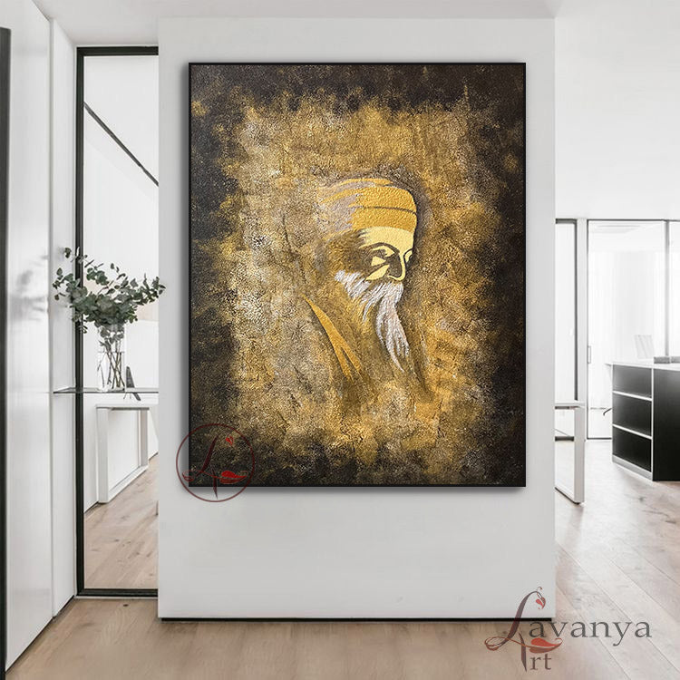 Guru Nanak Dev Ji Art | Abstract Sikh Canvas Painting